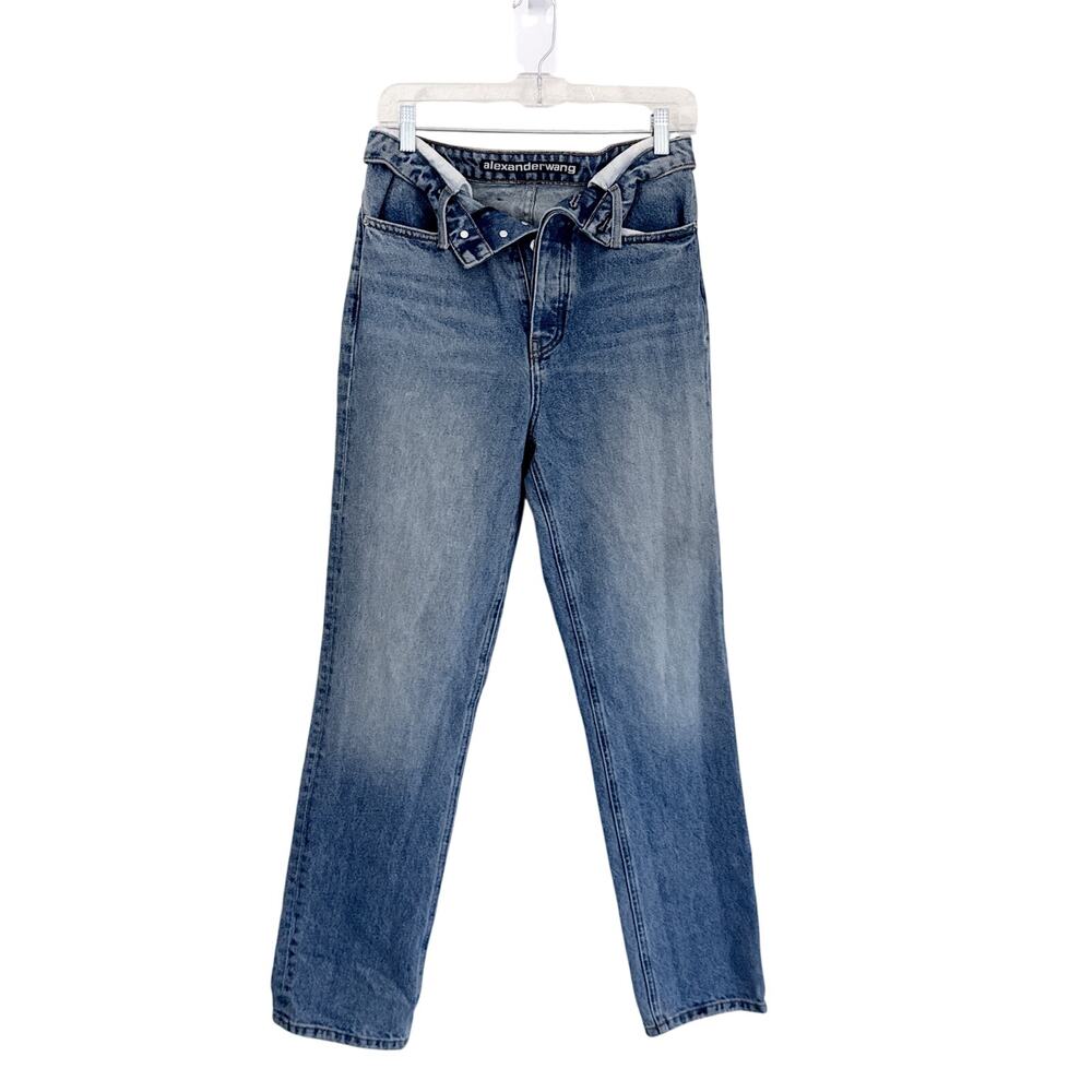 Alexander Wang deconstructed waistband straight-leg jeans 28”
